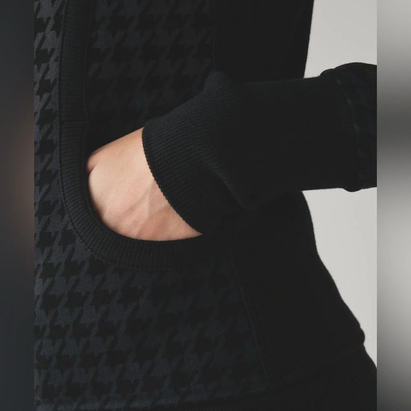 Lululemon Scuba Hoodie II Giant Houndstooth Dip Dye Deep Coal Black/Black Size 2 - Picture 6 of 10